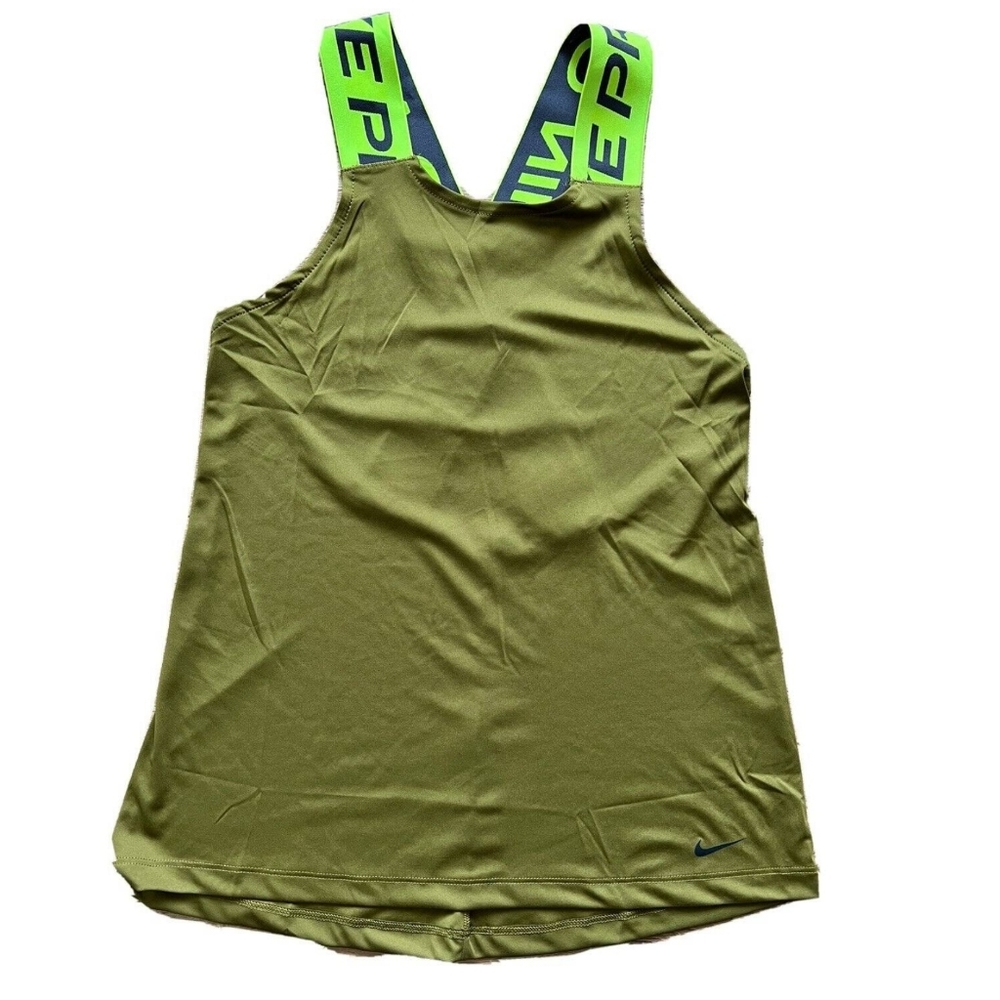 Nike Olive and Safety Green/Yellow Strappy Athletic Tank, Size Large